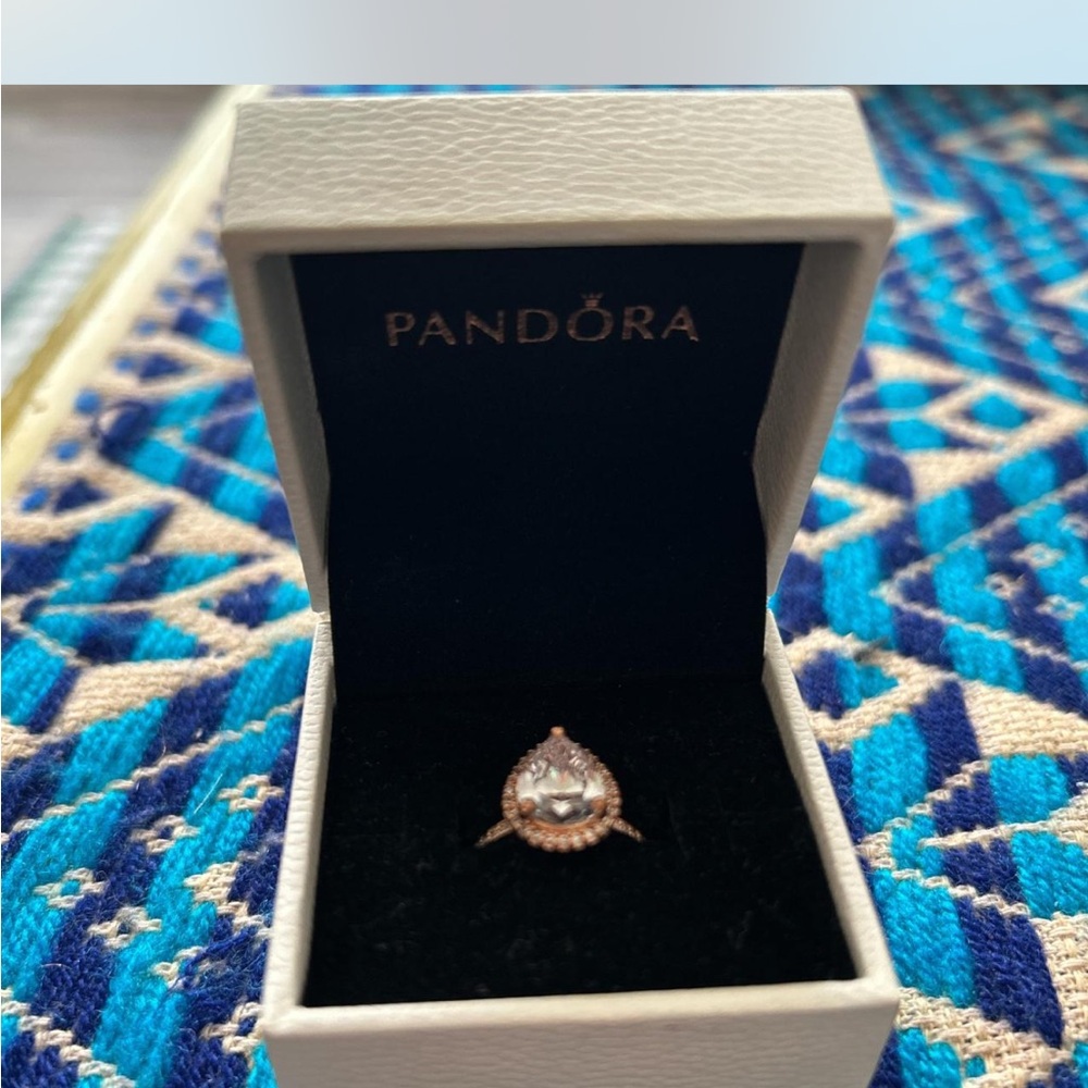 Pandora Gold and White Ring with Central Stone